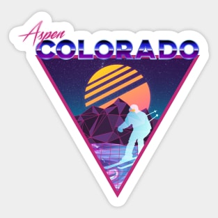 Retro Vaporwave Ski Mountain | Aspen Colorado | Shirts, Stickers, and More! Sticker